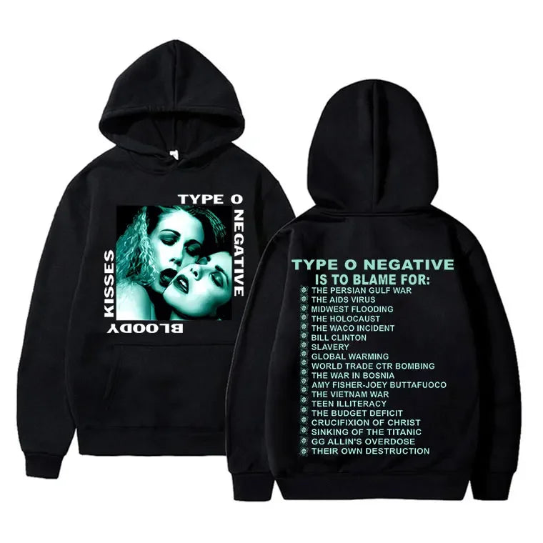 Rock Type O Negative 1993 Bloody Kisses Touring Album Print Men's hoodie High quality casual Hoodie