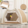 Warmth Enclosed Wooden  Scratching Board Large Villa Style  House for All Seasons Indoor Pet Shelter  Tent Dog Bed