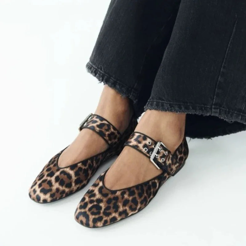 Shoes Women Flats Shallow Mouth Autumn Pointed Toe Loafers Ballerinas New Fall Leopard Retro Dress Shoes Zapatos De Mujer