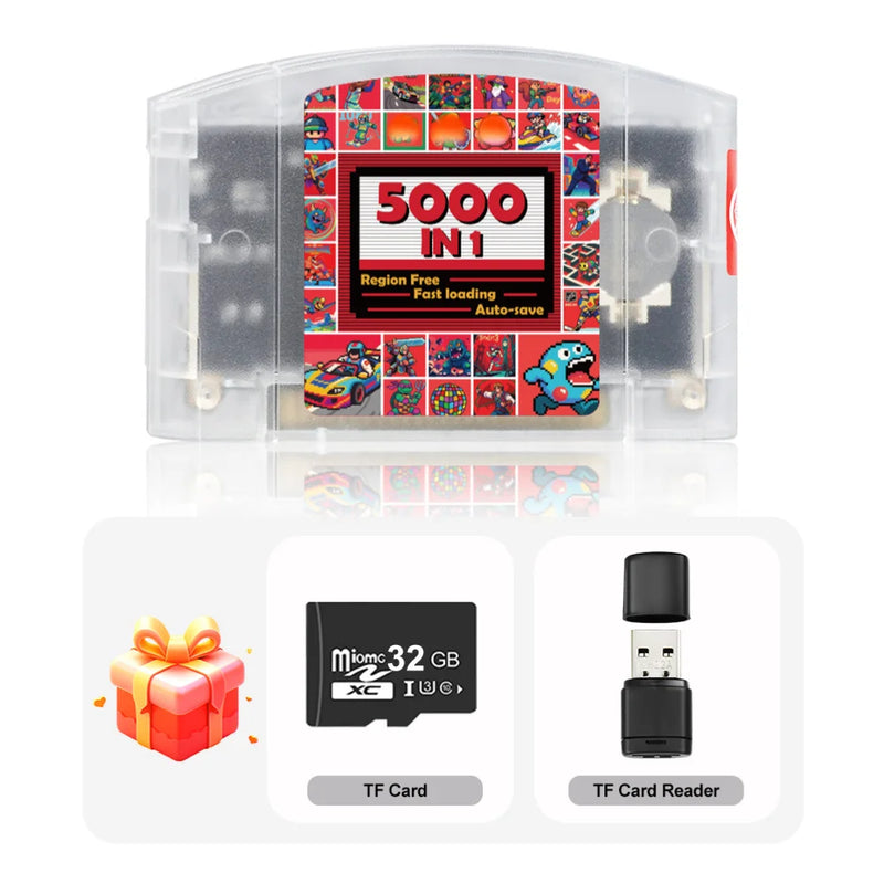 N64 Game Cartridge 5000 In 1 Game Card For Nintendo 64 Console With Free 32GB TF Card Compatibility 64DD/SNES/GB Games Ultiretro