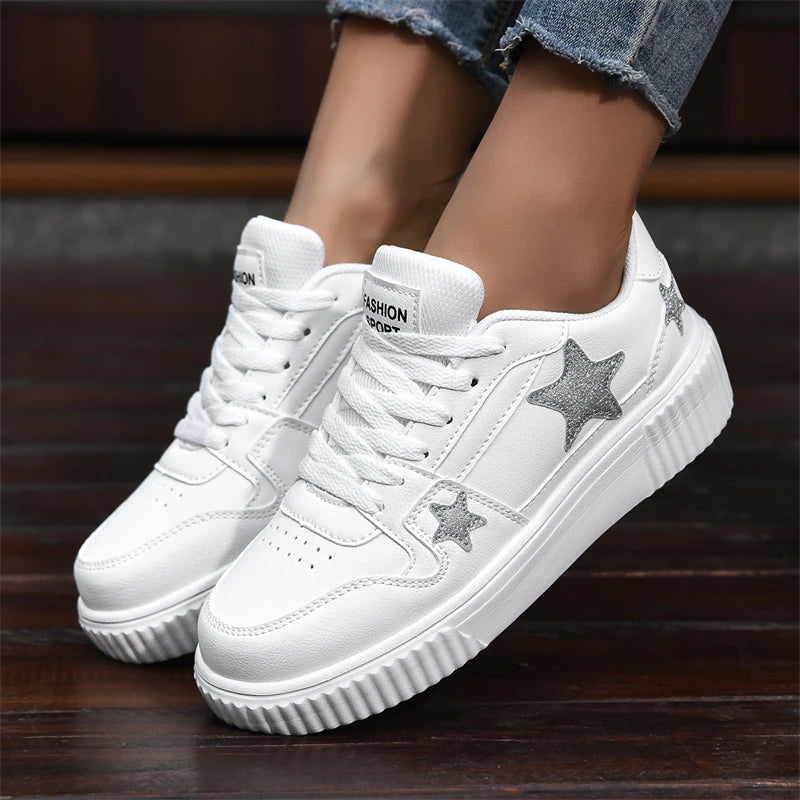Unisex Stars Casual Sneakers Comfy Leather Men Women | SAMAG
