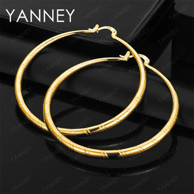 Luxury 925 Sterling Silver 18K Gold 40/50/60mm Round Hoop Earrings Women Jewelry Wedding Accessories Party Favors | SAMAG