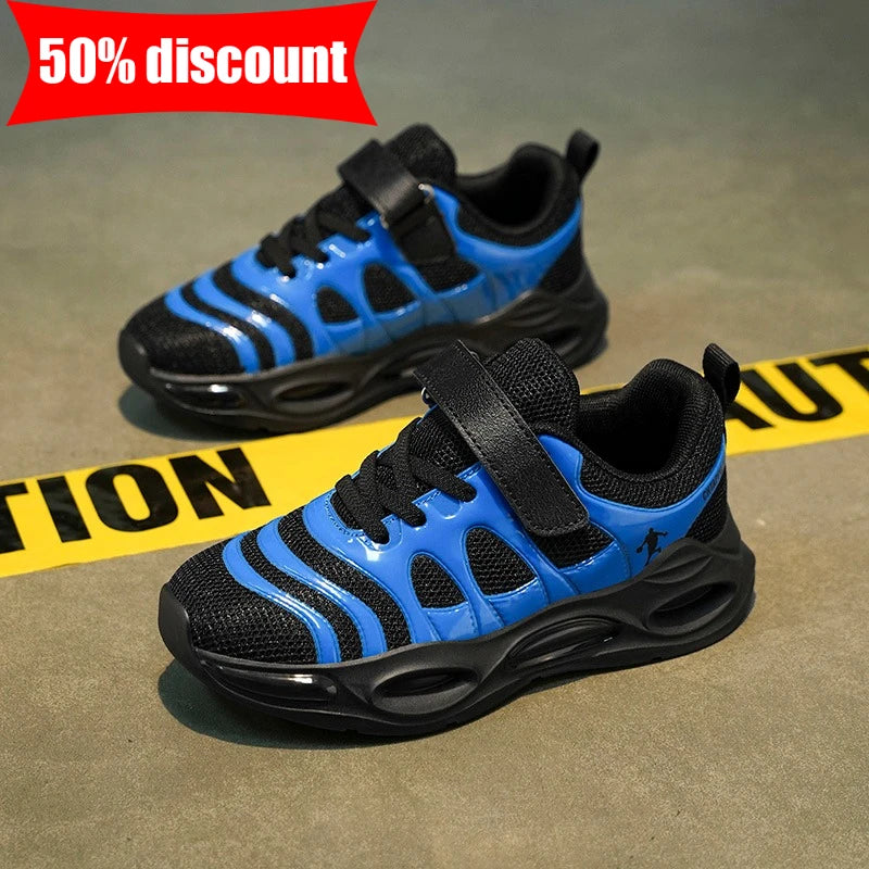 Childrens Sneakers Black Mesh Breathable Comfortable Boys Girls Fashion Casual Shoes Outdoor Soft Elastic Walking Tennis Shoes
