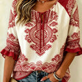 Women's Black Purple Floral Print Tie Neck Blouse, Casual | SAMAG