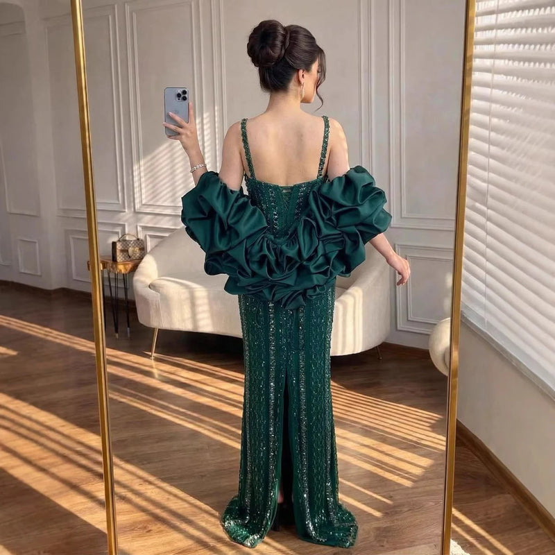 Serene Hill Evening Dress Luxury Kosovo Green Square | SAMAG