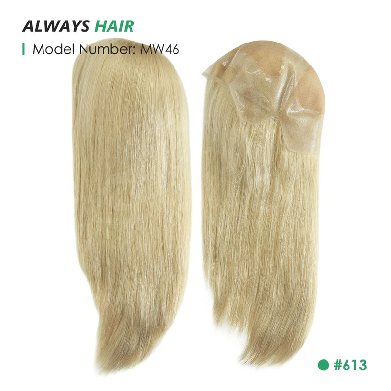 MW46 - 16" Lace Front Natural Hair Wig Chinese Human Hair Full Head Wigs for  Women