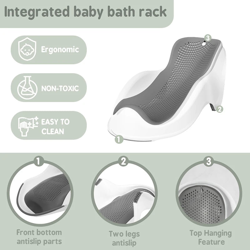 Soft Baby Bath Support for Newborns - Ergonomic, Easy to Clean & Comfortable Anti-Slip Infant Bath Seat with Quick Drying Design