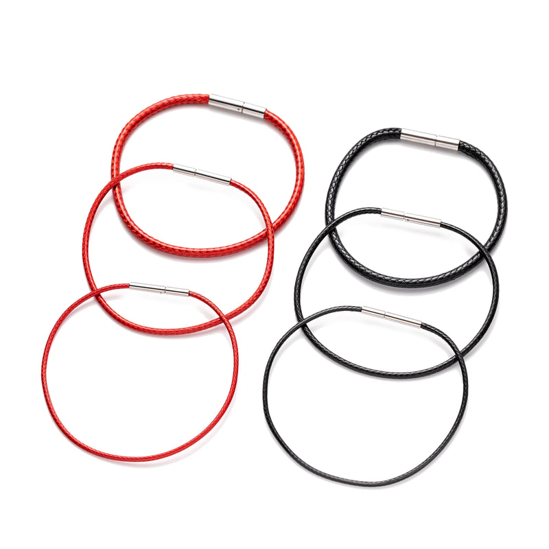 1.5/2/3mm Black Red Bracelet Stainless Steel Clasp For Women Man Couple Leather String Homme Hand Thread Male Jewelry Trending