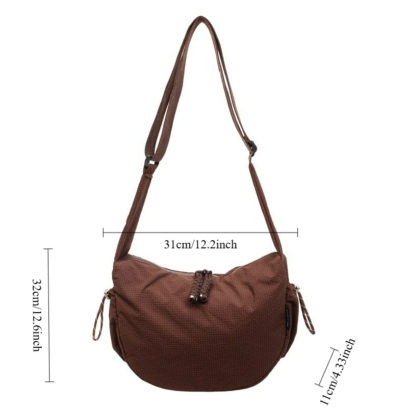 New Women Texture and Versatile Hobo Bags Large Capacity Crossbody Bags Fashion Casual Simple Storage Bags for College Students