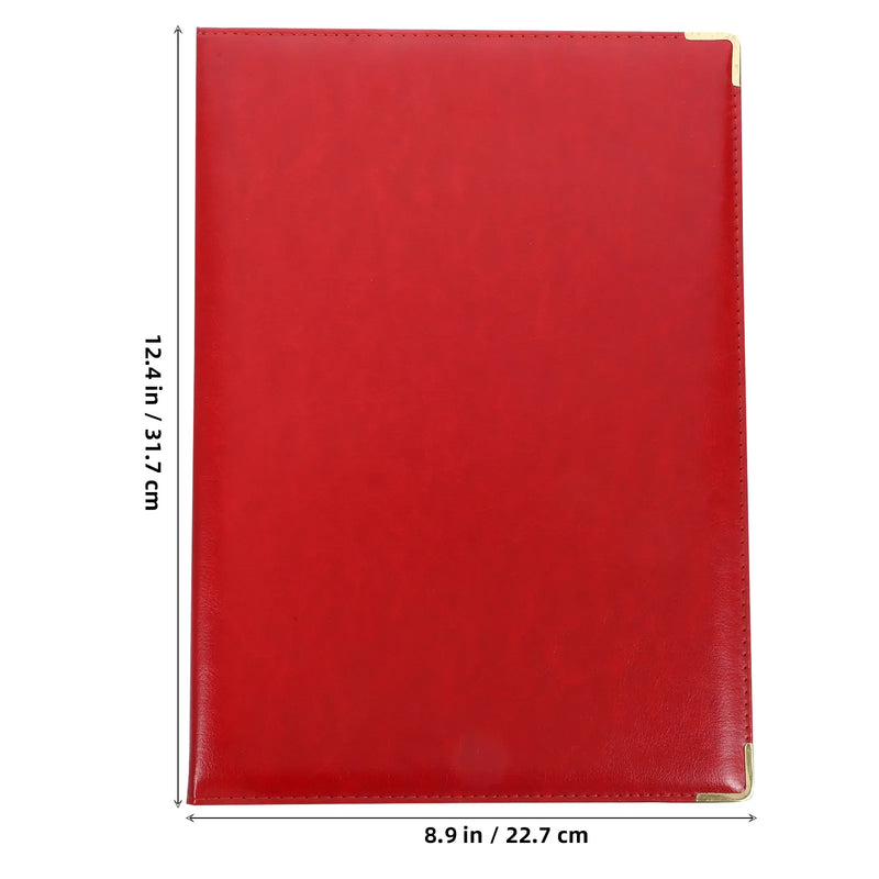 Stylish Red File Folder Portfolio Organizer for Office Business Interview Resume Documents Card Pen Storage Binder Loose Leaf