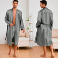 Men Long Nighty&Robe Set Summer Ice Silk Pajamas Set Sleepwear Loose Casual Home Clothes Nightwear Male Loungewear