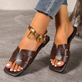 *Hot Sale Summer Daily Beach Travel Vacation Walking Shoes Fashion New Soft Lightweight Square Toe Women's Casual Flat Slippers