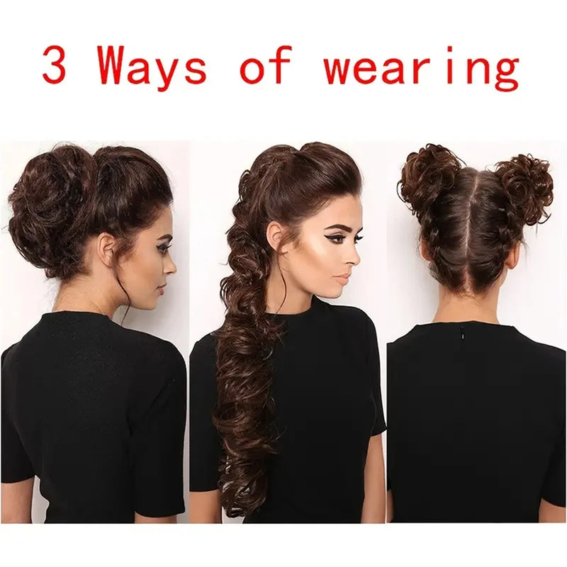 Messy Bun Hair Piece Curly Wavy Hair Bun Scrunchies Extensions Long Ponytail Extensions Ponytail DIY Wrap Around Bun Hair