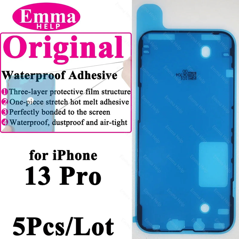 5Pcs Waterproof Sticker for iPhone 13 12 11 Pro Max 14Plus 3M Adhesive LCD Screen Frame Seal Repair Adhesive iphone Acccessories