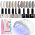 Gel Nail Polish Set for Beginner 6 PCS 8ML Glitter Art Gel Varnish with Base Coat Top Coat and UV Lamp for Manicure Salon Tools