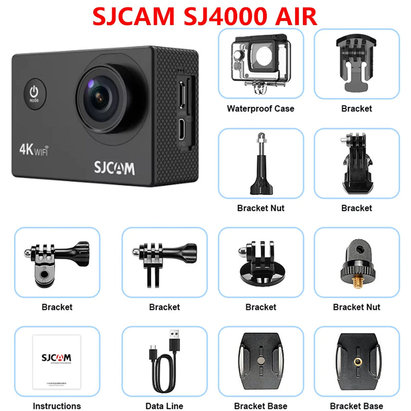 SJCAM SJ4000 Kids Action Camera,WIFI AIR Dual Screen 4K Cam,Square Box Action Camera,Supports 30M Waterproof Case,Latest Version