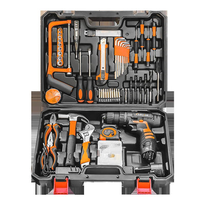 Multi - functional lithium battery electric drill, screwdriver and hardware tool set with toolbox | SAMAG