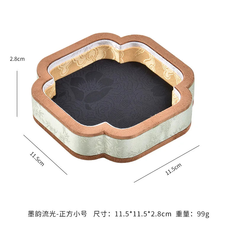 Luxury Chinese Vintage Silk Wooden Jewelry Box, Countertop Display Tray for Perfume Ring Bracelet, Velvet Gemstone Jade Storage