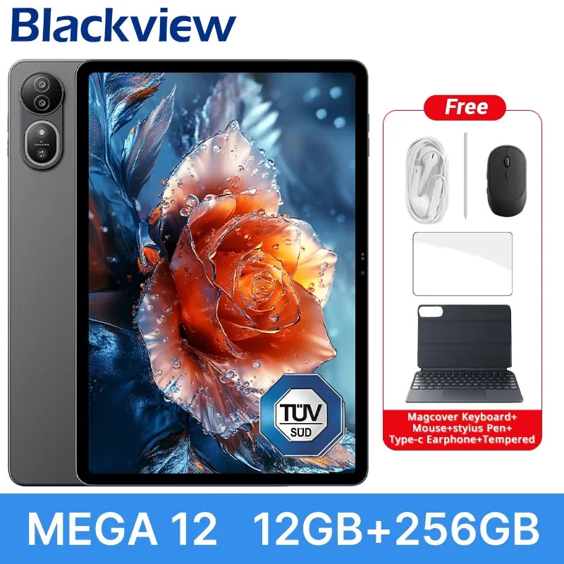 Blackview MEGA 12 Tablet 5G 12.2" 2.4K 120Hz Display Dimensity 7200 CPU IP69K Waterproof 50MP Camera 10000mAh Pad PC