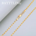 Fashion Charm 18k Gold Necklace 2MM 16/18/20/22/24/26/28/30 Inch Side Chain Necklace For Women Men Jewelry 925 Silver Necklace