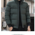 2025 Winter New Solid Color Zipper Down Jacket Thick Cotton Jacket Men Trendy Brand Casual Youth Coat Versatile Comfortable Top