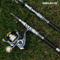 DEUKIO Fishing Rod and Reel Combo Telescopic Fishing Rod Spinning Reel Max Drag 8Kg for Saltwater Freshwater Beach Fishing