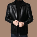 Faux Leather Men Jackets Coats Stand Collar Zipper Coat Solid Casual Regular Splice Simple Jacket Outerwear Autumn Winter