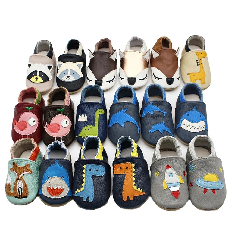 Autumn Baby Shoes Toddle Boys Girls Skid-Proof Shoe Soft Sheepskin Sneakers Fashion Animal Picture First Walker Moccasins 0-24M
