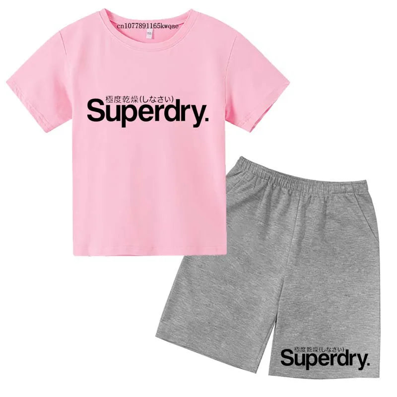 Kids Summer Casual Letter Print Breathable Tees+Short | SAMAG