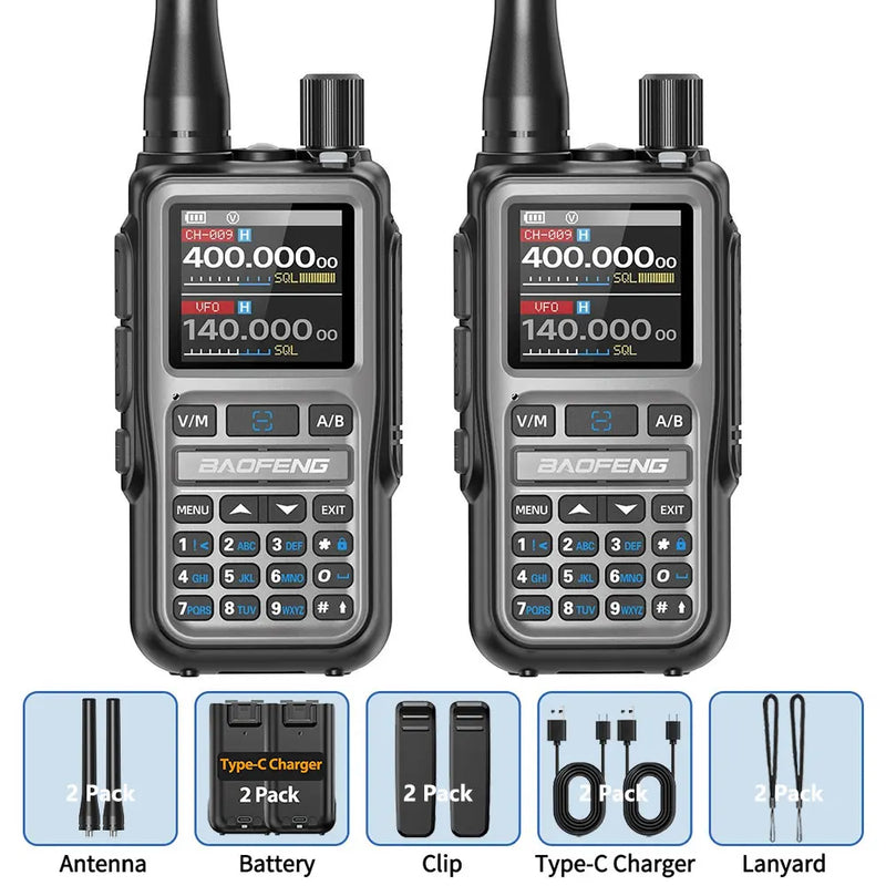 BAOFENG UV-5R Mini Walkie Talkie Bluetooth Programming Frequency Dual PTT Type-C Charging AM FM Long Range Two Way Radio