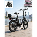 48V13AH detachable battery electric scooter, 20-inch foldable parent-child riding E-BIKE. , 1000W brushless motor electric bicyc
