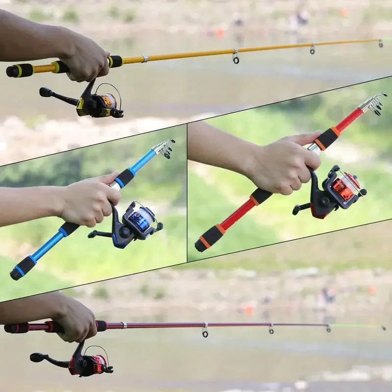 BRAVMACK Telescopic Fishing Pole Full Kit With Spinning Reel Baits Hooks Portable Travel Outdoor Angling Tackle Complete Set