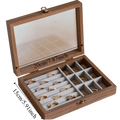 Retro Elegant Wood Jewelry Box Glass Lid Dust-proof Jewelry Organizer Velvet Storage Box Ring Display Holder Desk