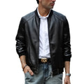Autumn Men's Black Biker PU Leather Work Coat Korean Fashion Pu Leather Jacket Men Trend Casual Fit Slim Baseball Collar Clothes