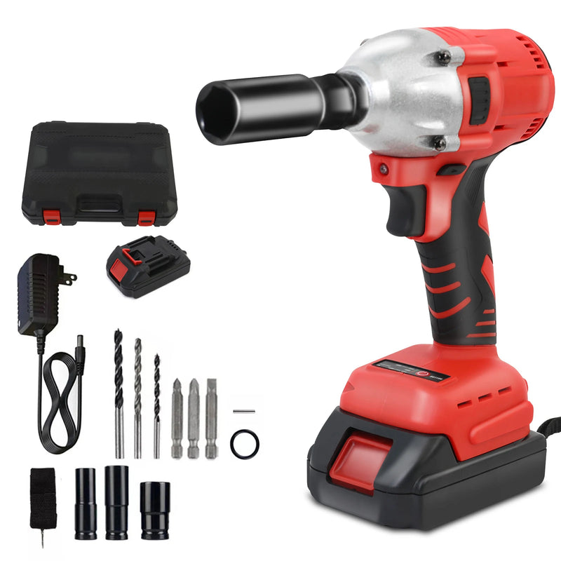 1000N.m Cordless Impact Wrench Brushless 20V 1/2 inch Power Tool Sets High Torque 2x1500MAh Batteries for - View 8 | SAMAG