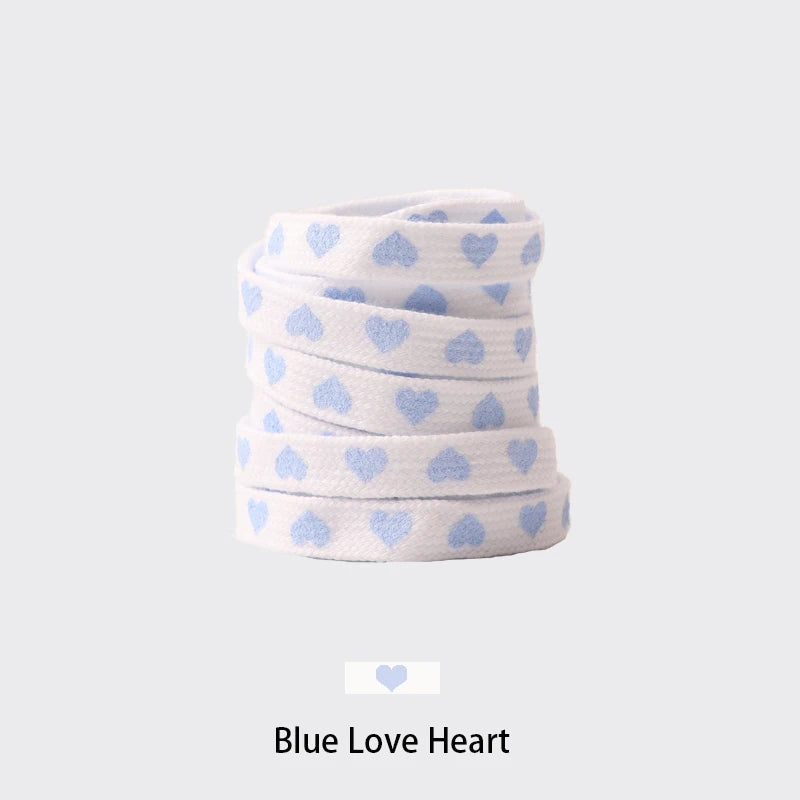 1 Pair Flat Shoelaces Heart Pattern Printing Shoe Laces Tightly Woven Do Not Fade Shoe Lace For Sneakers Shoe Rope Unisex
