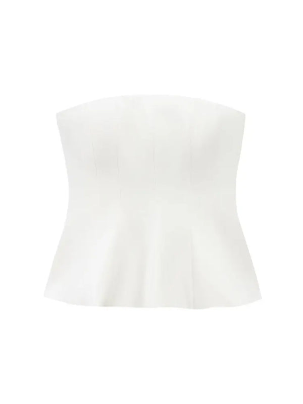 Women Sexy Fashion Strapless Peplum Bustier Tops Straight Neck Side Zipper Female Camis Mujer