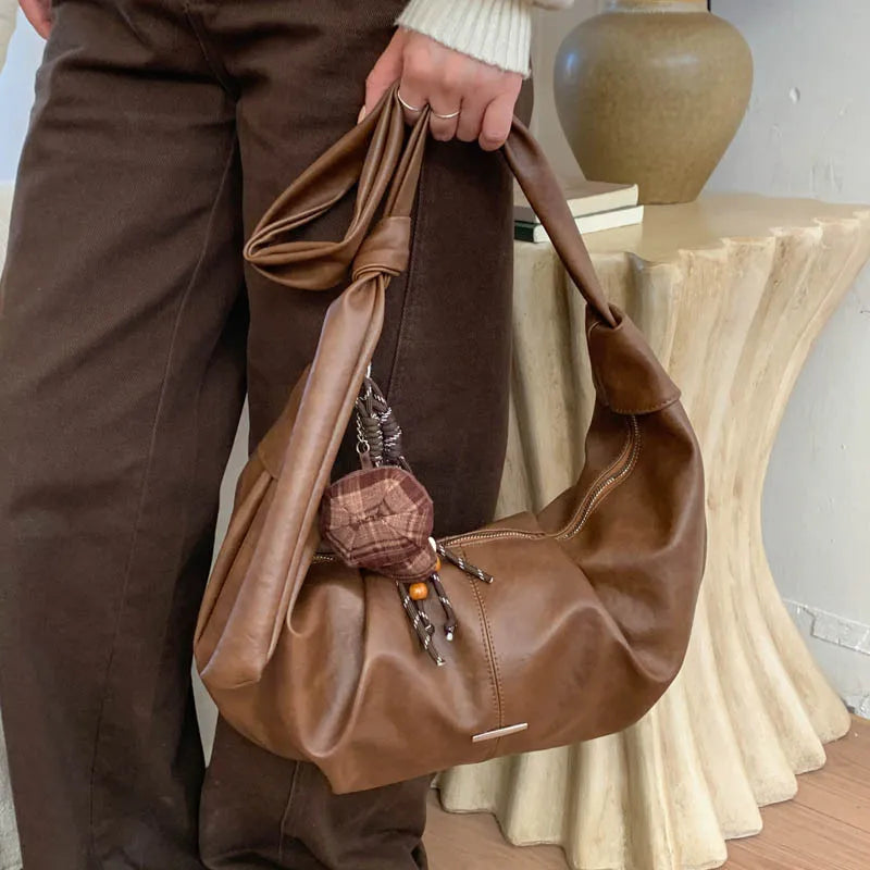 New Vintage Simple Hobo Bag Women Crossbody Large Capacity Foldable Shoulder Bag Comfortable and Texture Versatile Storage Bags