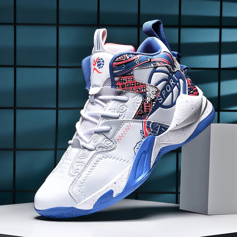 Men's High Top Basketball Shoes Thick Bottom Anti Slip Sneakers Casual Comfortable Outdoor Athletic Training Unisex Sports Shoes