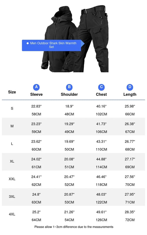 Winter Men Mountain Ski Warm Sets Shark Skin Soft ShellWindbreaker Sports Suit Waterproof Padded Tracksuit - View 3 | SAMAG