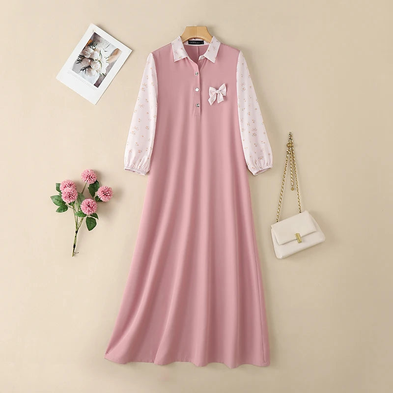 Women's Muslim Modest Fashion Maxi Dress Half Buttons | SAMAG