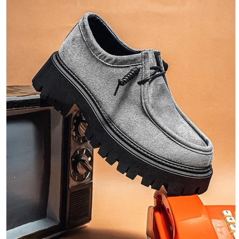 Men's Shoes New Style High-heel Thick-soled Loafers, Durable and Retro Casual Shoes, Everyday Street Trend Sneakers