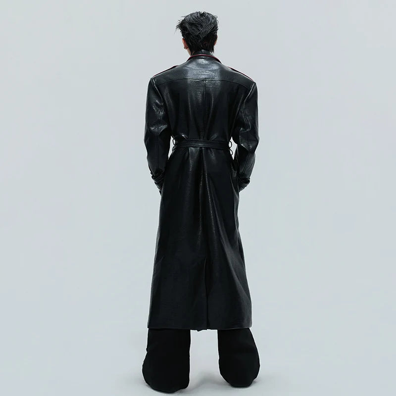 LUZHEN Fashion Luxury Elegant Niche Outline Color Contrast Design Knee-length Windbreaker Coat Men's 2025 Trench Clothes JY4965