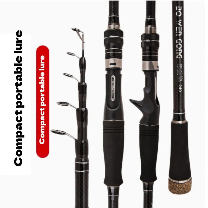 1.8m-3.0m Ultra Light Carbon Fiber Retractable Fishing Rod Portable Spinning Casting Rod Outdoor Trout Fishing Pole