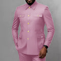 Men's 2-Piece Formal Suit, Utility Style, Golden Buttons, Suit + Trousers Combination, Fashionable Business Use
