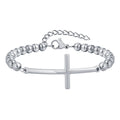 Vnox Simple Big Cross Bracelets with Glossy Stainless Steel Beads Adjustable Beaded Chain Men Religious - Visuel 7 | SAMAG