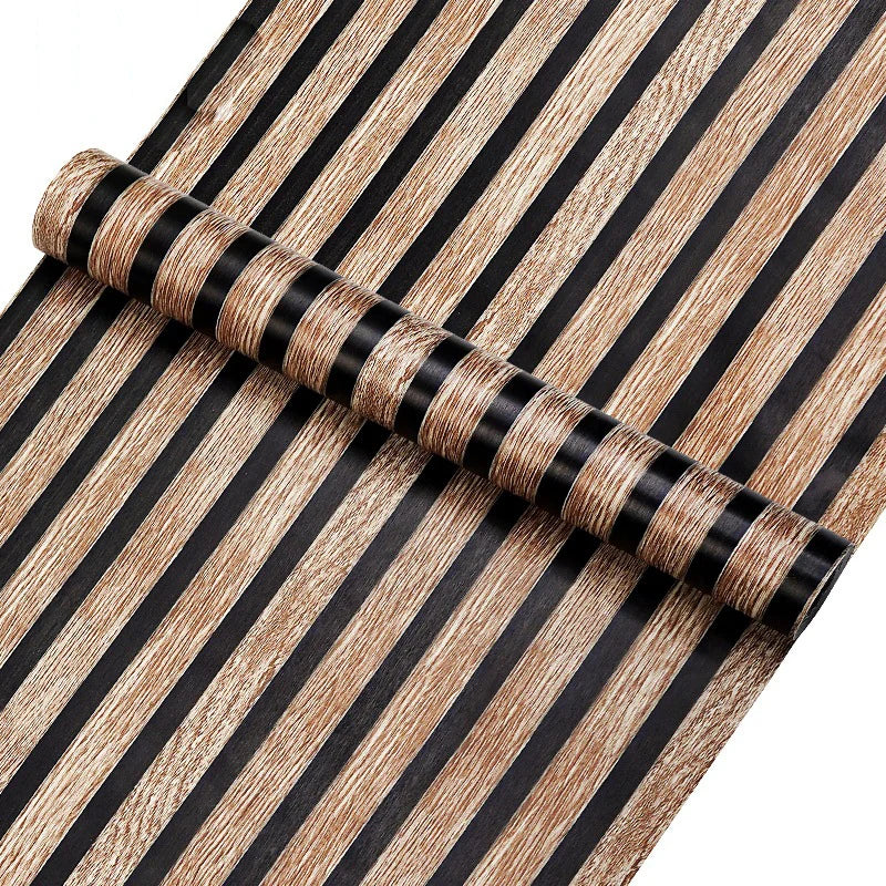 3D Wood Stripes Waterproof Wall Sticker Continuous Retro Wallpaper Self Adhesive Waterproof WallcoveringLiving Room Wall Decor