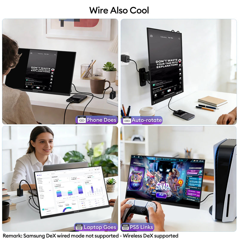 ZEUSLAP ZS18 18.5" HDMI+USB Multimedia Playback, Wired and Wireless Mirroring Supported Portable Monitor for Advertising Display