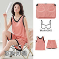 Women Summer Shorts Cool Pyjamas Black Sleeveless Pj Set | SAMAG