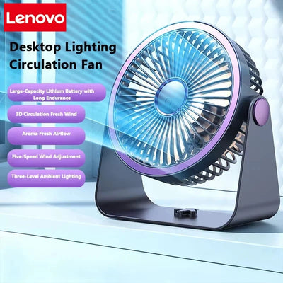 Lenovo USB Rechargeable Table Fan Portable Small | SAMAG